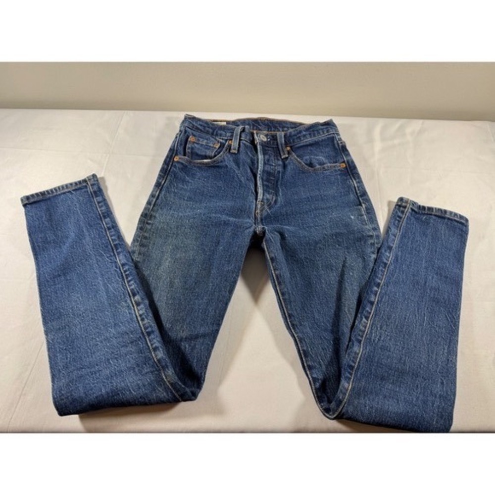 Levis 501 Skinny Jeans Womens 25x30 Medium Wash Blue High Rise Denim 29502-0179